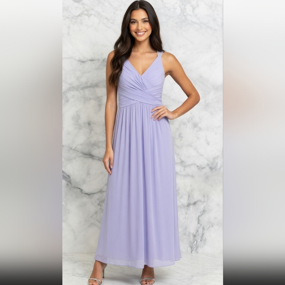 david's bridal purple dresses David's Bridal Purple Polyester Strapless Drape Dress Size 8 US
